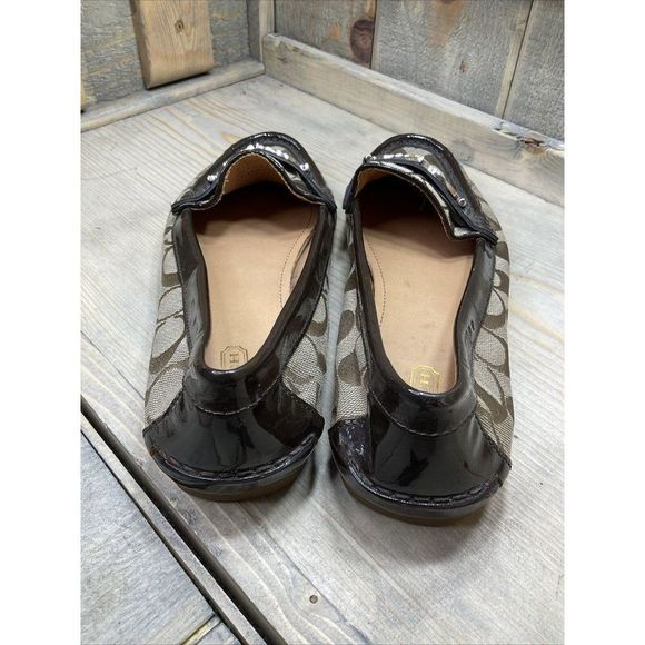 COACH Fortunata Loafer US9 Tan/Brown Slip-on Leather Canvas Driving Shoes - Picture 8 of 10